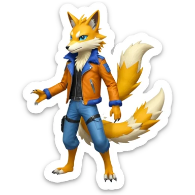 Ratchet-Lombax-Vernid-Zeraora-Renamon-Sergal-fusion, full body  sticker