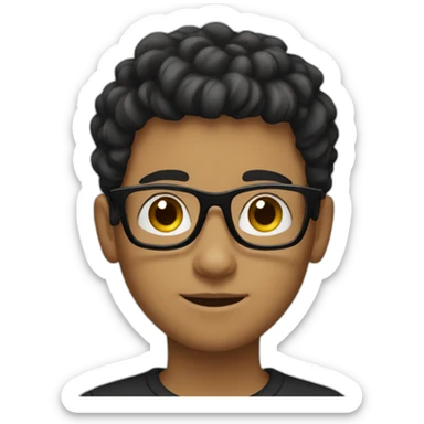 teenage boy with black square glasses sticker