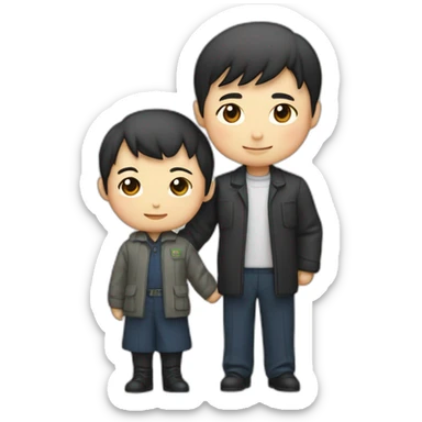 Li Hongzhi and XI jinpin, two human mentors, arm in arm，team up sticker
