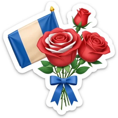 SPAM MEAT rose bouquet wrapped in french flag and bow sticker