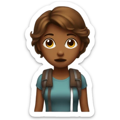 scared girl brown sticker