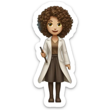 white-woman-designer-with-brown-curl-with-magic-wand sticker