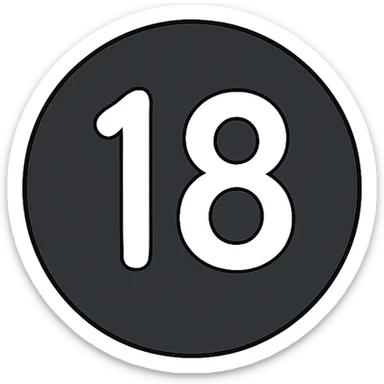 Remove the semi truck wheels from the image, so it is just a black circle with a white number 18 in the center. Keep the background transparent. The number 18 should be clearly visible and centered inside the black circle. sticker
