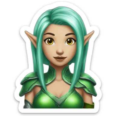 metalic-hair-shy-green-tattoo-elf-girl sticker