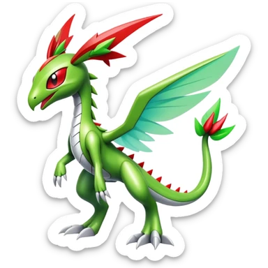 Cute Cool Edgy Shiny Futuristic Ethereal Legendary Kartana-Digimon-Schyther-Flygon-hybrid full body sticker