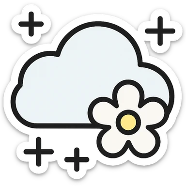 abstract icon for powdery white musk, gentle, airy, white and pale tones, minimalistic, modern sticker