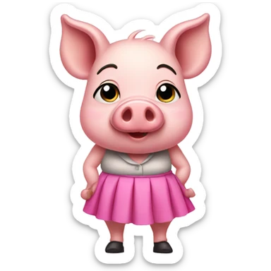 Pig wearing a pink skirt  sticker