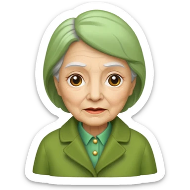 green coat old woman sticker