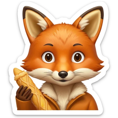 Un zorrito viendo con hambre un churro sticker