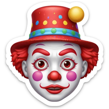red glitter clown with the sad facial expression sticker
