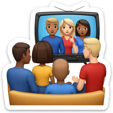 personas debatiendo revisando una tv sticker