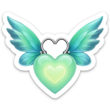 glow in the dark heart with fairy wings sticker
