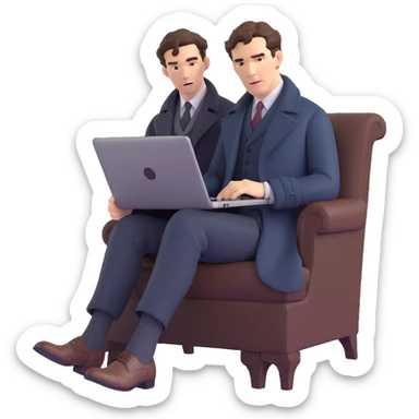 Sherlock Holmes (Benedict Cumberbatch) sits with the laptop sticker