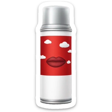 aerosol con un logo de labios rojos  sticker