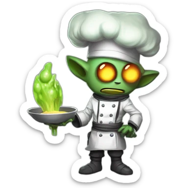 alien chef scifi roguelike rpg style inspired by slay the spire digital art sticker