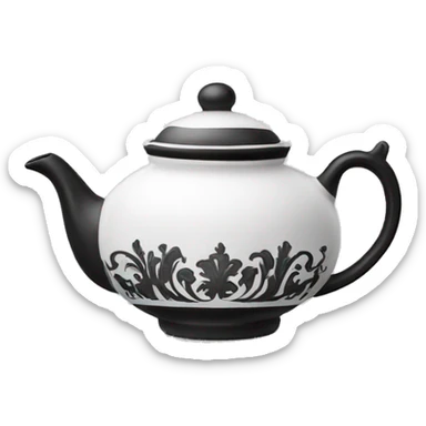 Black and white fancy teapot  sticker