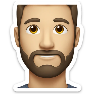 a white man's face, with some brown beard, dark brown hair sticker