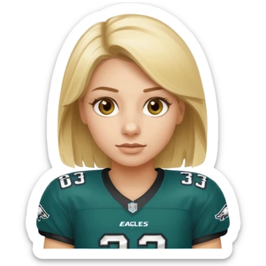 blonde female hazel eyes football player wearing eagles jersey number 33 sticker