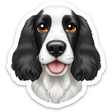 black and white trimed english cocker spaniel with spots on nose and black ears and raindeer horns sticker