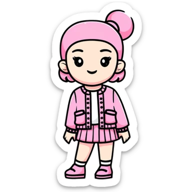 girl wearing pink Chanel-style outfit sticker