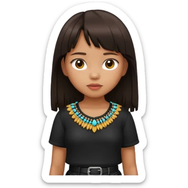 Philippino girl in black fringed shirt, with hand on hip sticker