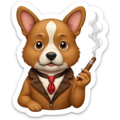 Dog with a ciggarrete sticker