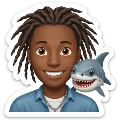 Dark skin black male with locs and shark bite piercings sticker