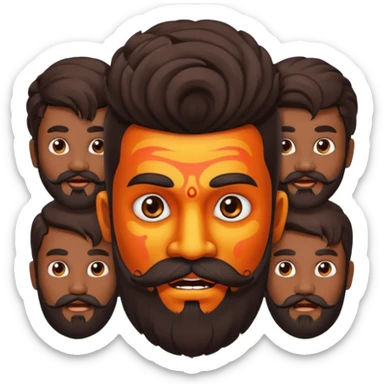 Ravanasura with beard and mustach young beautiful and terror with ten heads sticker