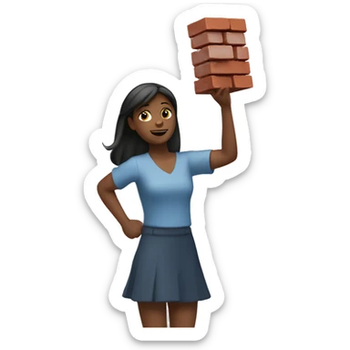 Girl throwing a brick sticker