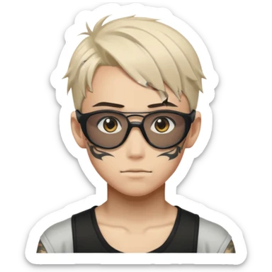 anime boy with tattoo in black oakley radar sticker