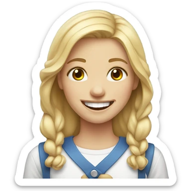 smiling blonde girl portrait with braces sticker