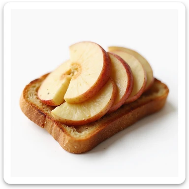 a slice of toast with apple slices on top, realistic style sticker