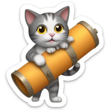 Cat carrying a cylinder  sticker