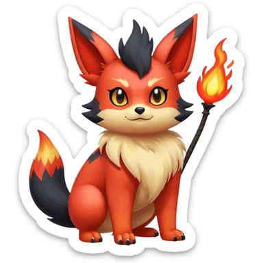 Cool cute edgy kawaii Quilava-Litten-Flareon-animal-creature-hybrid full body sticker