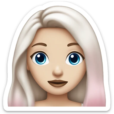 White girl with brown hair and blue eyes and pink lips  sticker