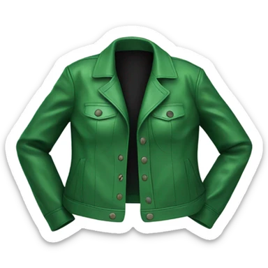 Green oversize womens open button up leather jacket  sticker