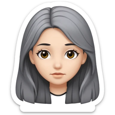girl with black and gray hair and black eyes and long hair sticker