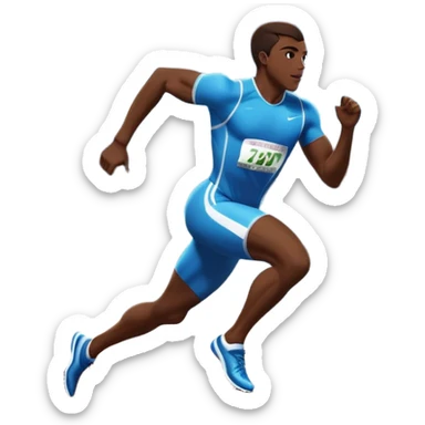 An icon featuring The background showcases a vibrant stadium with cheering fans, bright lights, and a clear sky. an athlete sprinting on a track, with powerful strides and determination. The athlete's motion is dynamic, emphasizing speed and competition. sticker