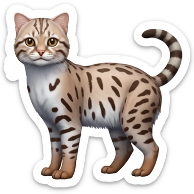 Realistic albino albinism colorful shiny glossy smooth whitish pastel dusky dark gloomy wild natural elegant lifelike Pallas-cat-ocicat-ocelot-Rusty-spotted-cat-fusion-hybrid-animal-creature, full body, hyper-realism sticker