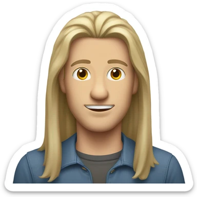 A white man with long hair labeled a caniac sticker