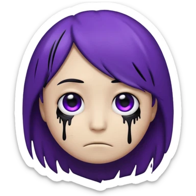 Normal emoji head, but with emo hair and black and purple paint around the eyes like an emo. And it’s looking sad sticker