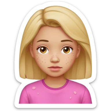 Chica con camisa rosada y granos en la cara sticker