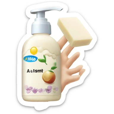 Hand soap that says a soap as the title and the ingredients ￼ sticker