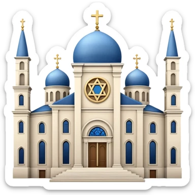reform jewish synagogue similar in architecture to historical churches in milano (pretty and magnificent), white in color, in ios emoji style sticker