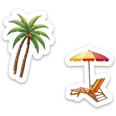 Cinematic Realistic Beach Emoji in a wooden frame, Sunny and bright, with soft golden sand stretching as far as the eye can see, gently lapping waves crashing onto the shore, and a clear, blue sky above. Palm trees sway in the warm breeze, and colorful beach umbrellas dot the landscape. Soft glowing outline, capturing the essence of a relaxed, joyful beach day filled with sun, sand, and surf! sticker