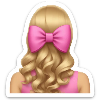 A pink bow in dark blond hair from the back  sticker