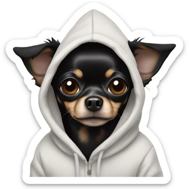 Black chihuahua in hoodie sticker