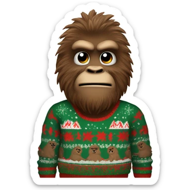 Cool Bigfoot wearing an ugly christmas sweater sticker