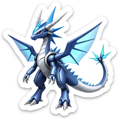  Cool Edgy Shiny Futuristic Ethereal Legendary Dialga-Digimon-Palkia-hybrid full body sticker