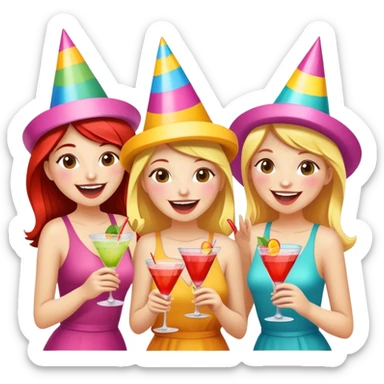 Bachelorette party of 7 girls having fun and drinking cocktails in sunny weather sticker